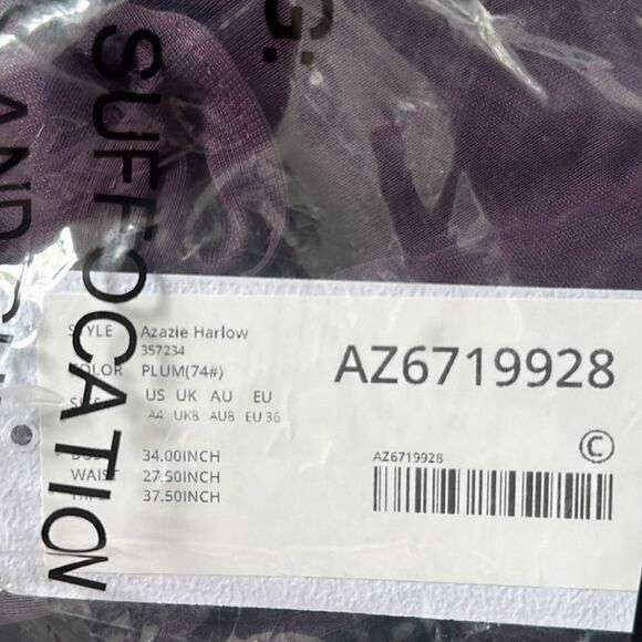 Azazie Harlow bridesmaid dress plum color size 4 NWT in packaging - Picture 5 of 6